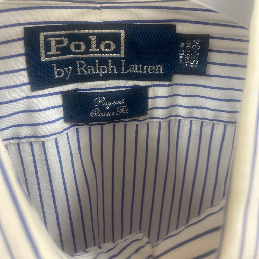 POLO Ralph Lauren dress shirt Size 15 1/2-34 regent classic fit Blue Stripe - Picture 4 of 9
